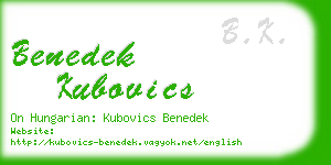 benedek kubovics business card